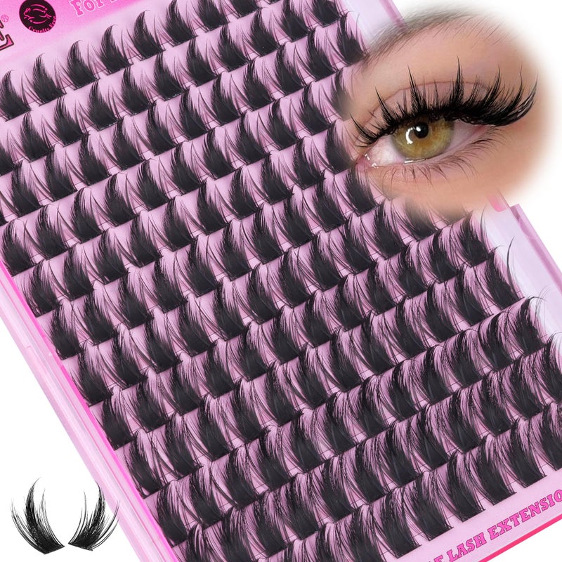 ALICE Manga Lash Clusters Wispy Cluster Eyelash Extensions with Spikes Anime Natural Eyelash Clusters Individual Lashes DIY at Home (144pcs/10-18mm/CD- Curly) - Image 1