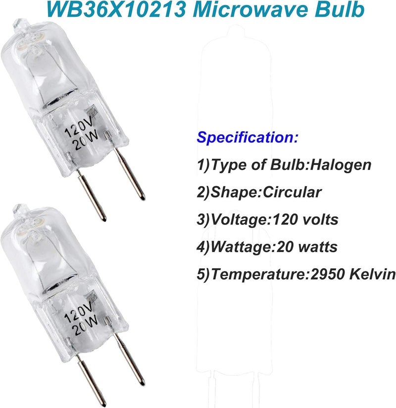 Ketofa 4 Pack WB36X10213 Bulbs for Halogen GE Microwave Oven G8 120V 20W Bulb Replacement WB25X10019 WB08X10050 WB36X10246 - Image 2