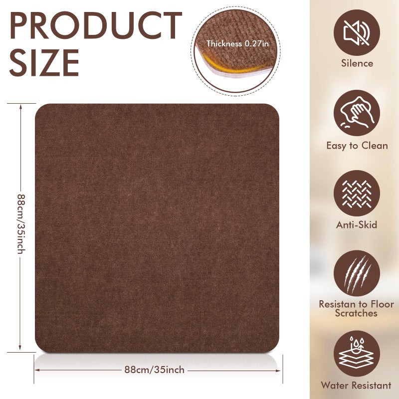 Himake Recliner Pads for Hardwood Floors, Non Slip Recliner Grippers, Furniture Pads Floor Mats for Carpet, Anti Slide Office Chair Mat for Floor Protector, 35"x35" (1 Pack Brown - Image 2