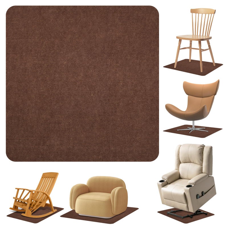 Himake Recliner Pads for Hardwood Floors, Non Slip Recliner Grippers, Furniture Pads Floor Mats for Carpet, Anti Slide Office Chair Mat for Floor Protector, 35"x35" (1 Pack Brown - Image 1
