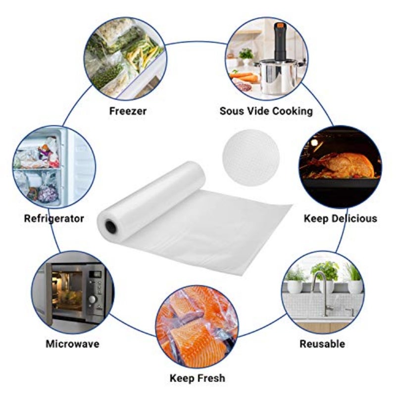 Vacuum sealer bags for sous vide and freezer storage, PA+PE material, clear color, BPA-free, microwave-safe, 4 rolls 2 of 8x25' + 2 of 11x25',total 30m - Image 2