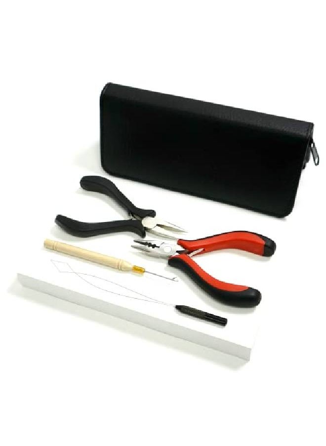 The Hair Shop - Hair Extension All 5In1 Tool Zipper Kit For Itips Beads And Micro Links ; Professional Set W/ Opener Closer Pulling Needle Loop Needle For Hair Extensions - Image 1