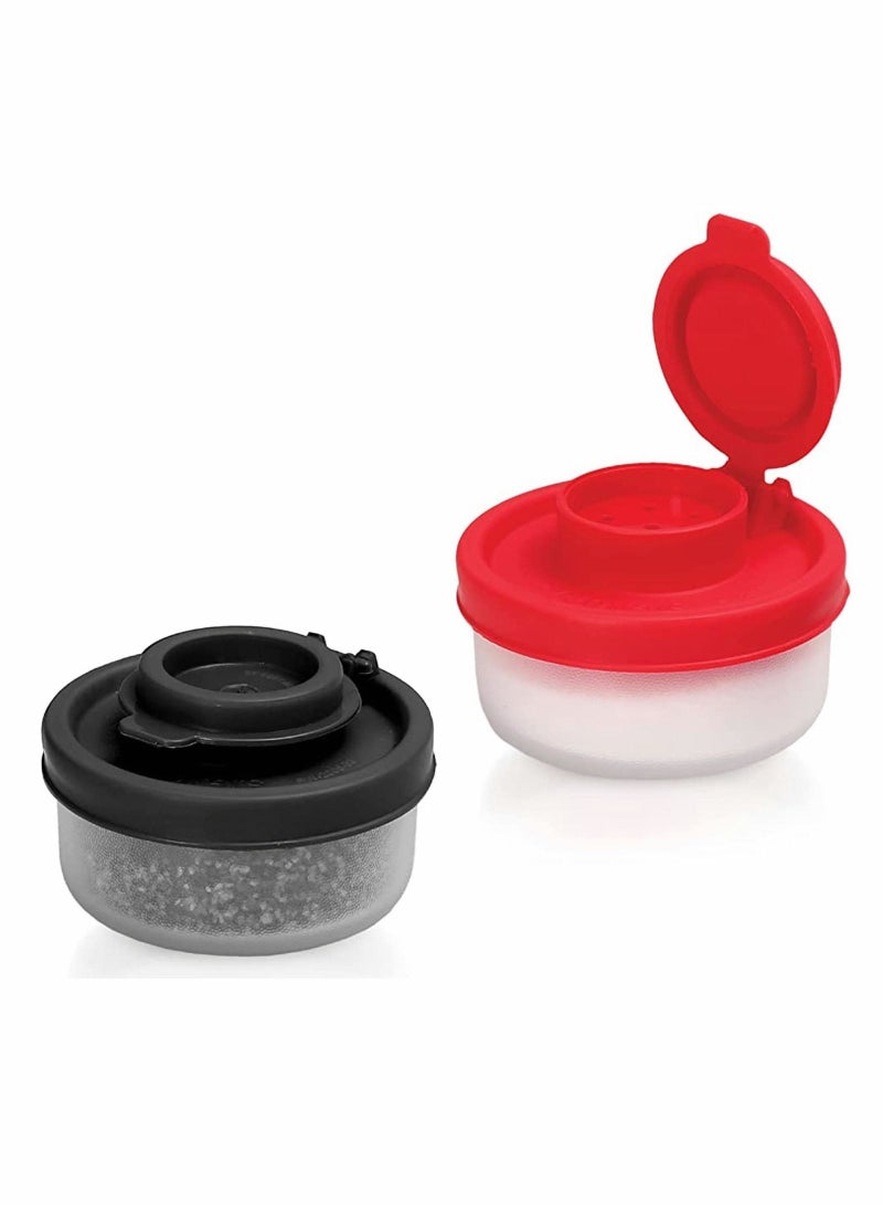 NIBEMINENT Salt and Pepper Shakers Moisture Proof Set of 2 Small Shaker Mini Plastic Airtight Spice Jar Dispenser to go Camping Picnic Outdoor Kitchen Lunch Boxes Travel Clear - Image 1