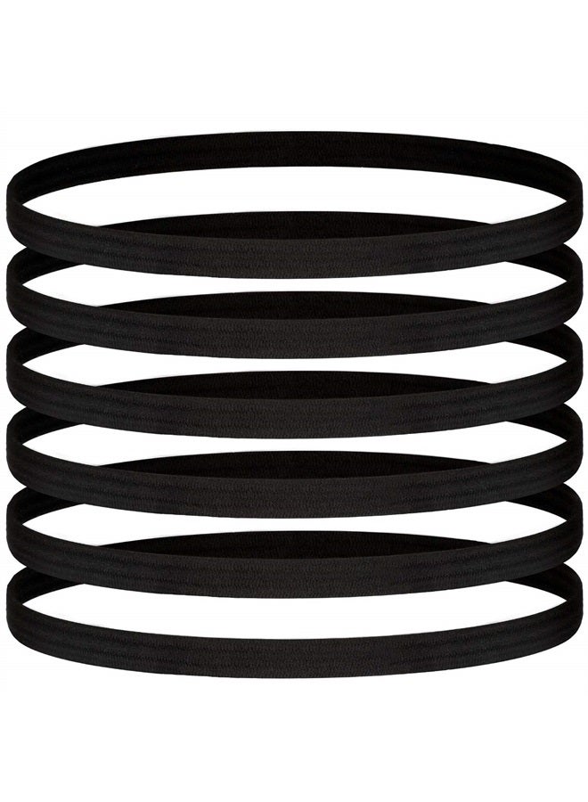 WILLBOND 24 Pieces Thin Elastic Sports Headbands Non-slip Skinny Hair Bands No Crease Soft Headbands Sweatband for Men Women Football, Basketball, Soccer, Tennis, Yoga, Sports, Black  - Image 1