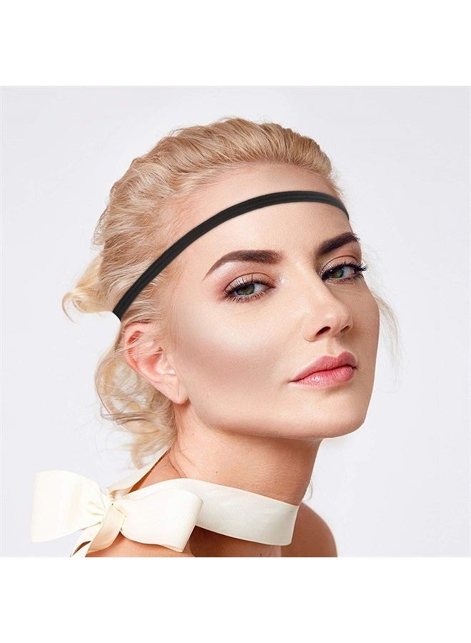 WILLBOND 24 Pieces Thin Elastic Sports Headbands Non-slip Skinny Hair Bands No Crease Soft Headbands Sweatband for Men Women Football, Basketball, Soccer, Tennis, Yoga, Sports, Black  - Image 5