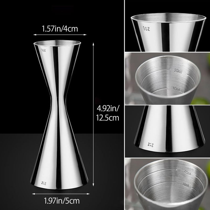 LILIWER Japanese Jigger for Bartending,Cocktail Shaker 2 OZ 1 OZ with Measurements Inside,Premium 304 Food Grade Stainless Steel (Silver, 2/1 oz) - Image 2