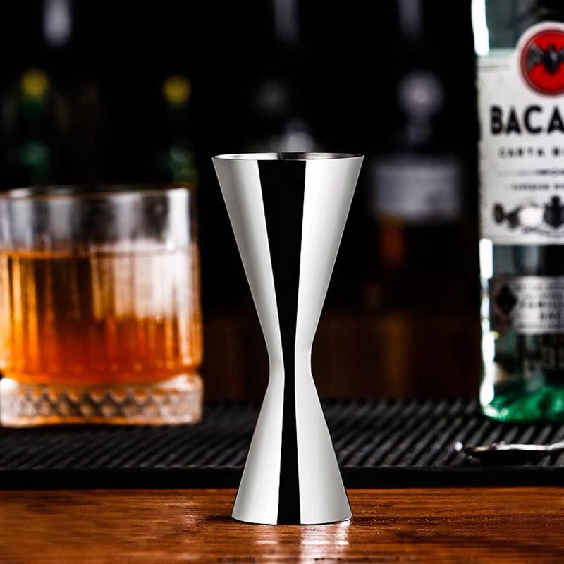 LILIWER Japanese Jigger for Bartending,Cocktail Shaker 2 OZ 1 OZ with Measurements Inside,Premium 304 Food Grade Stainless Steel (Silver, 2/1 oz) - Image 4