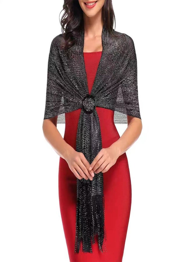 GUSGU Sparkling Metallic Shawls and Wraps with Buckle, Women Shawls Wrap for Evening Dresses Party Wedding Bride Bridesmaid - Image 1