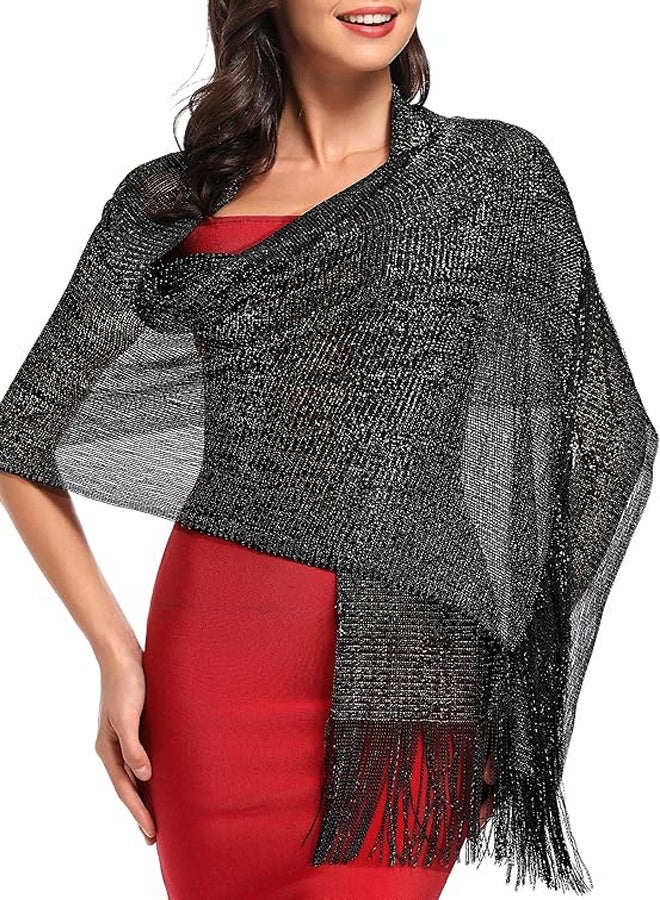 GUSGU Sparkling Metallic Shawls and Wraps with Buckle, Women Shawls Wrap for Evening Dresses Party Wedding Bride Bridesmaid - Image 2