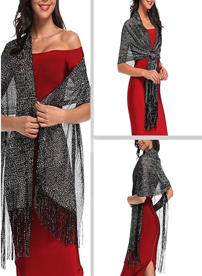 GUSGU Sparkling Metallic Shawls and Wraps with Buckle, Women Shawls Wrap for Evening Dresses Party Wedding Bride Bridesmaid - Image 3