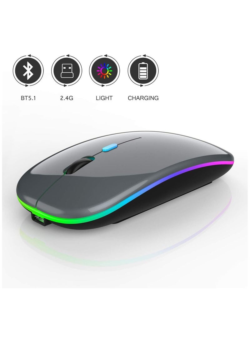 Generic - Bluetooth Mouse Compatible with iPad, Bluetooth Mouse Compatible with MacBook Air/Mac/MacBook Pro/Mini/iPad Pro/iMac/Laptop,Rechargeable Wireless Mouse - Image 1