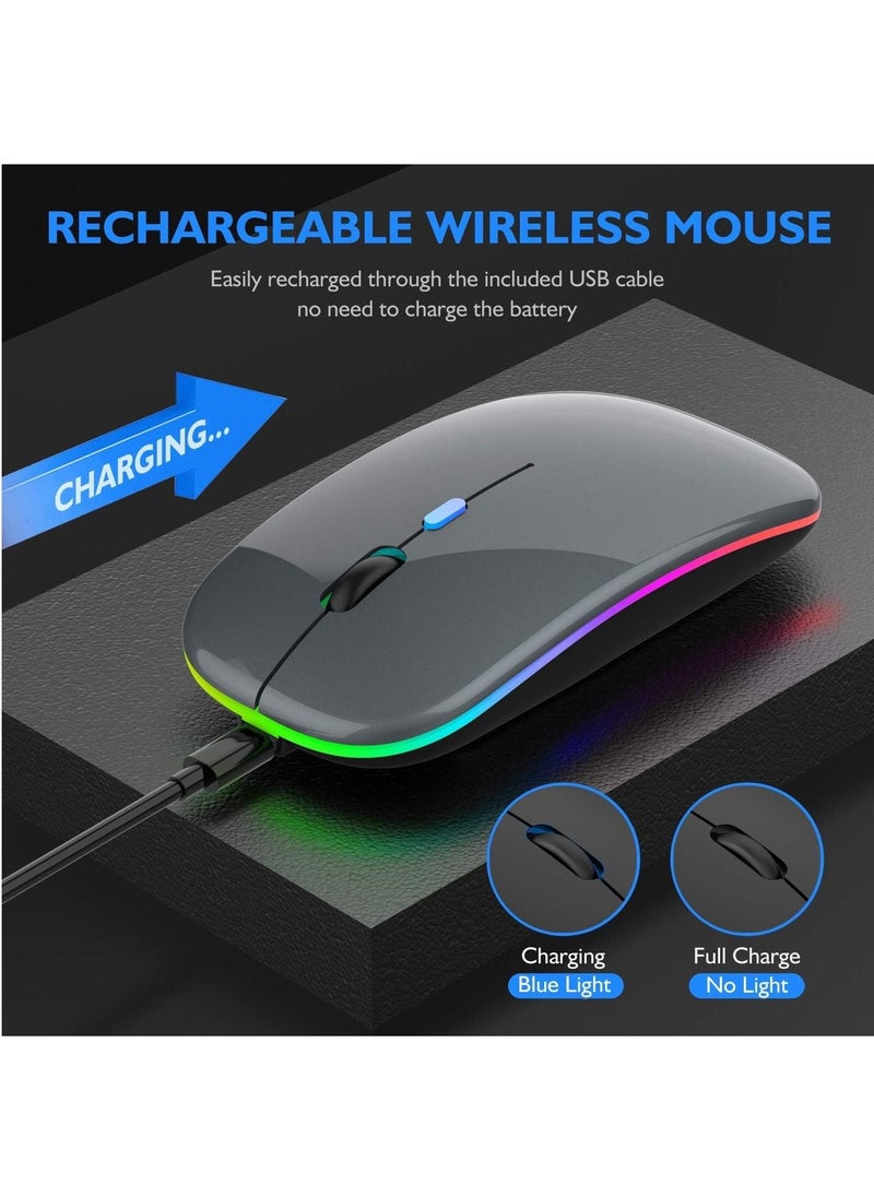 Generic - Bluetooth Mouse Compatible with iPad, Bluetooth Mouse Compatible with MacBook Air/Mac/MacBook Pro/Mini/iPad Pro/iMac/Laptop,Rechargeable Wireless Mouse - Image 1
