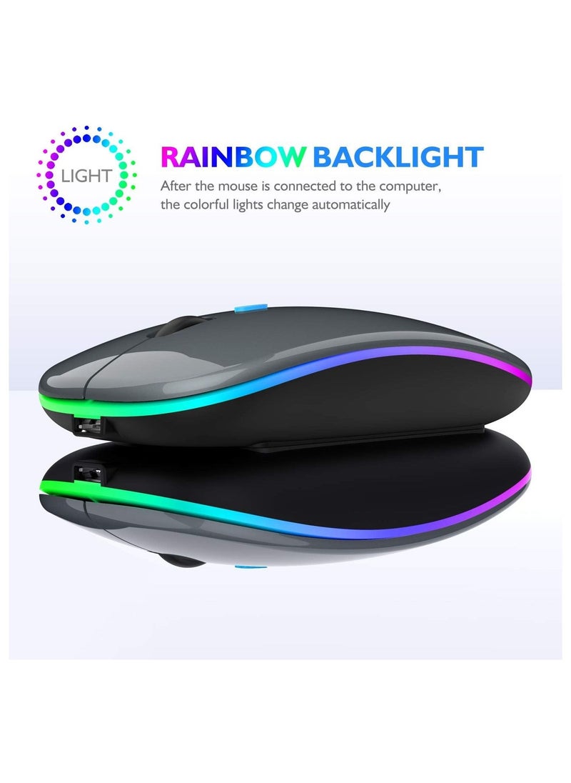 Generic - Bluetooth Mouse Compatible with iPad, Bluetooth Mouse Compatible with MacBook Air/Mac/MacBook Pro/Mini/iPad Pro/iMac/Laptop,Rechargeable Wireless Mouse - Image 1