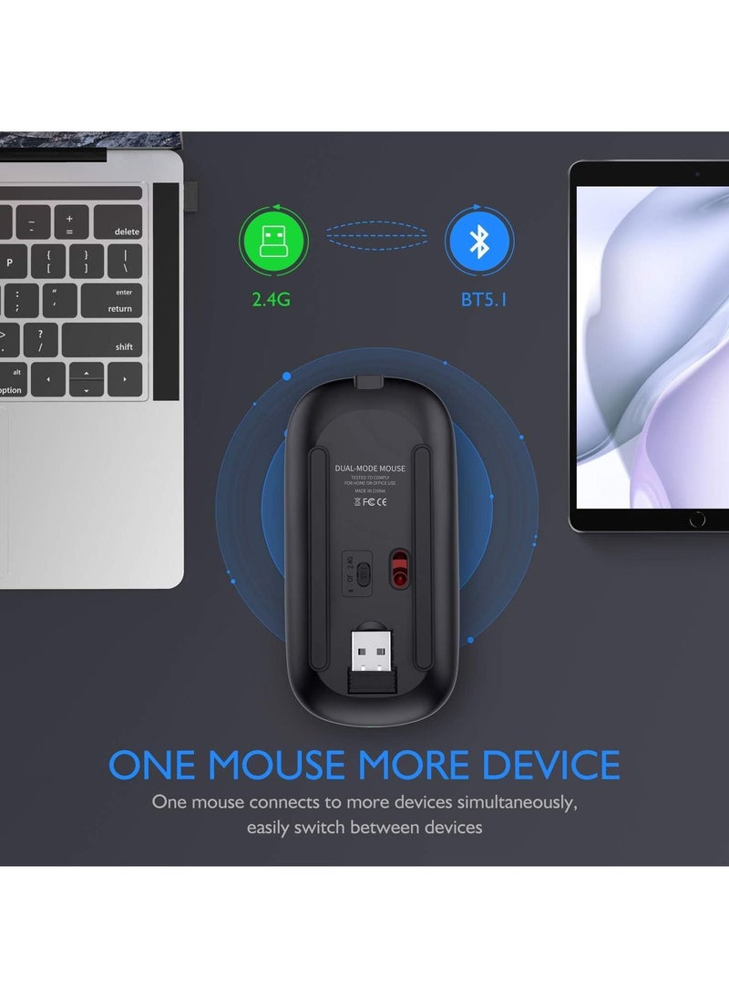 Generic - Bluetooth Mouse Compatible with iPad, Bluetooth Mouse Compatible with MacBook Air/Mac/MacBook Pro/Mini/iPad Pro/iMac/Laptop,Rechargeable Wireless Mouse - Image 1