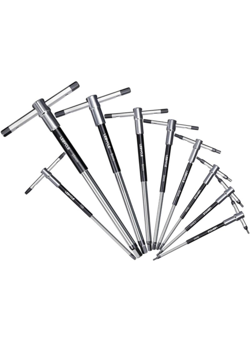 GGOOT Sliding T Handle, Bike Repair Tools Kit, Hardware Antislip Allen Key Wrench Set, Rotate Sleeve for Home Repairing Long Shafts  - Image 1