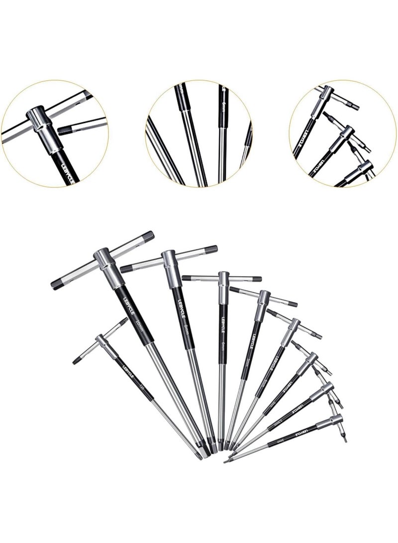 GGOOT Sliding T Handle, Bike Repair Tools Kit, Hardware Antislip Allen Key Wrench Set, Rotate Sleeve for Home Repairing Long Shafts  - Image 4