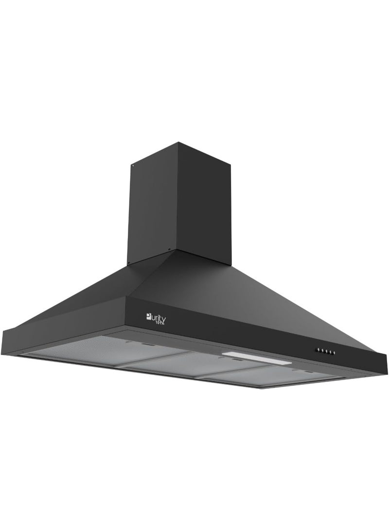 Purity Pansy Pro Plus BL 90cm Wall Mounted Kitchen Hood, Black, 90cm, LED Lighting, 3 Speeds, 1000m³/h, Aluminum and Carbon Filters - Image 1