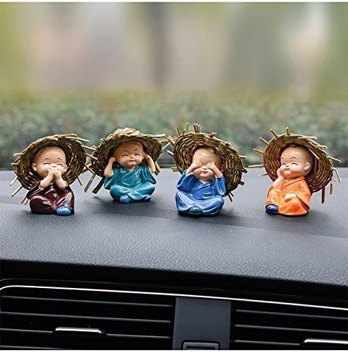 YBN Baby Monk Buddha Set of 4 Monk Buddha Statue Showpiece Diwali Decoration Items Buddha for Table Decor Living Room Home Car Dashboard Diwali Decorative Items - Image 2