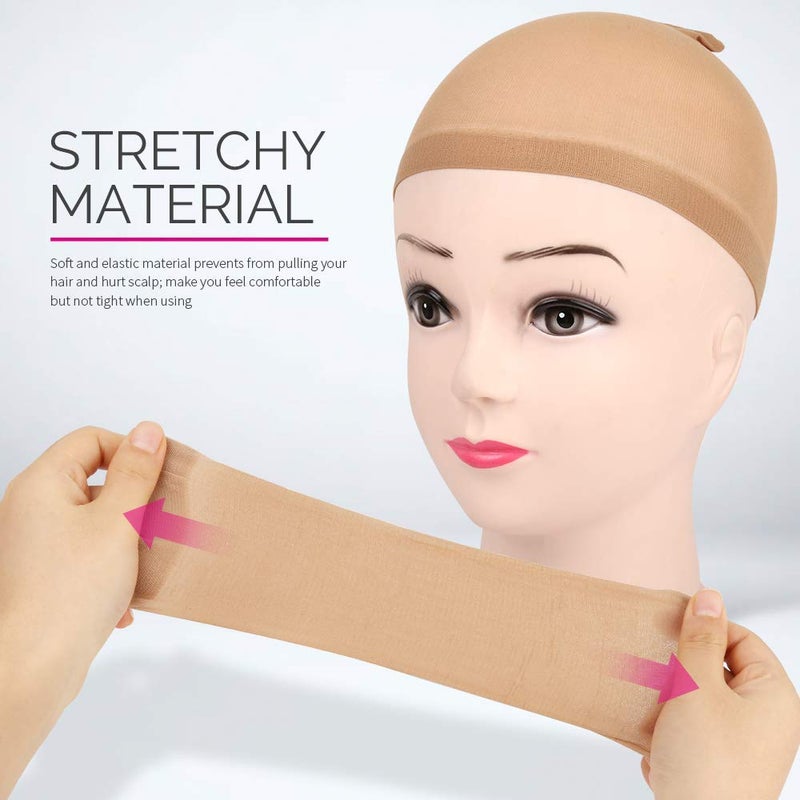 Hoedia 2 PCS Makeup Latex Bald Caps and 2 PCS Nylon Wig Caps Costume Accessories for Halloween Party Adults Kids - Image 5