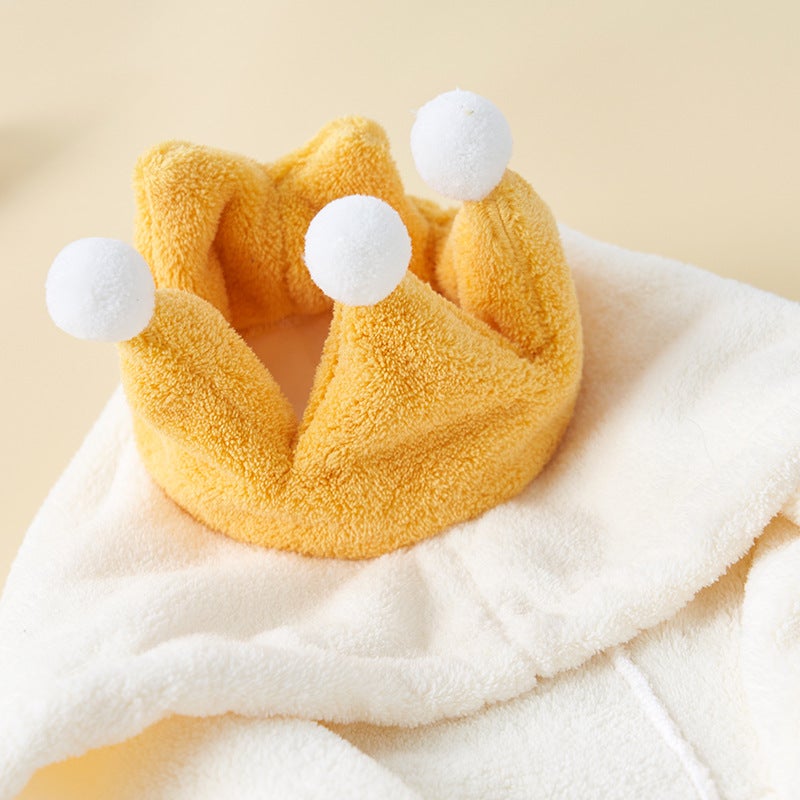Xiangfeng Class a Kidsren's Bath Towel Thickeneded High-Density Coral Velvet Hooded Cloak Crown Cartoon Absorbent Cloak Large Bathrobe(Goose yellow, 60*120) - Image 5