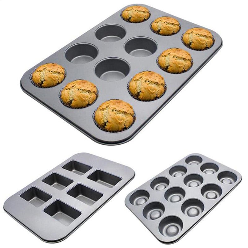 French Cake Mold Carbon Steel Mousse Baking Mould Bakeware 12 Holes Flat Cup - Image 1