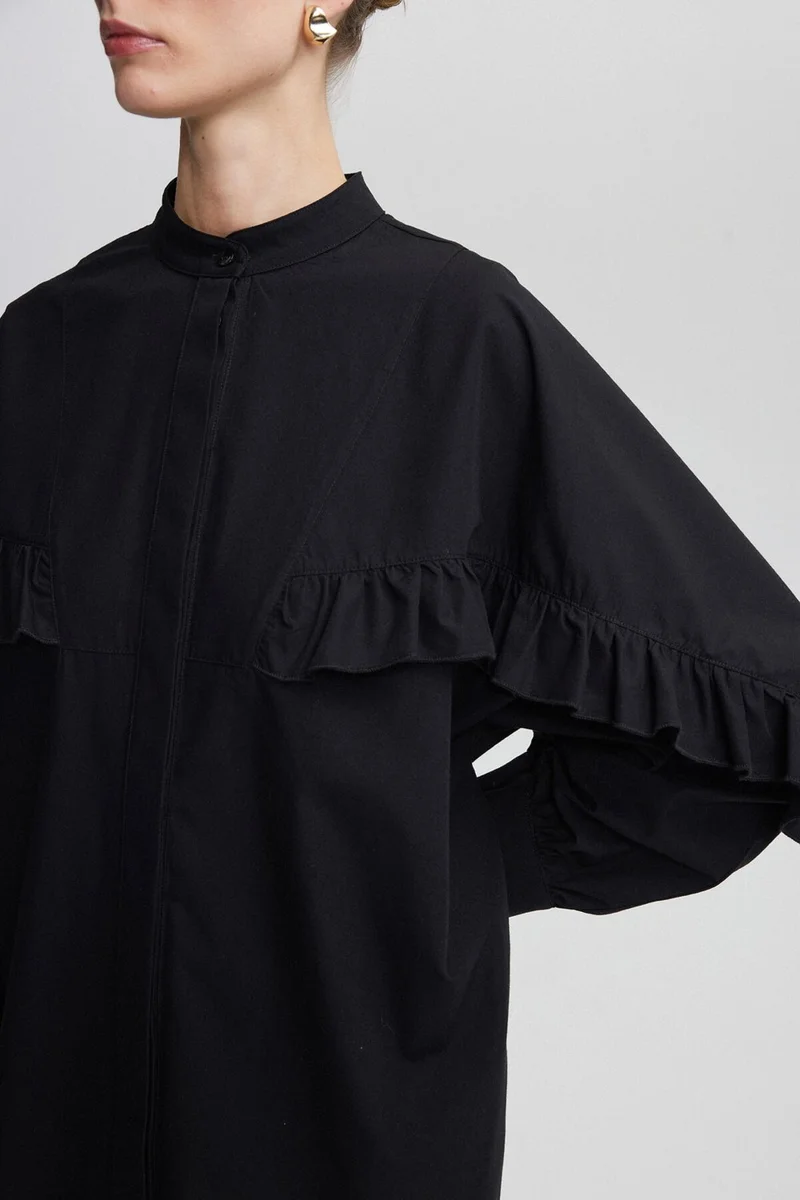 توتشي Poplin Shirt with Ruffle Detail