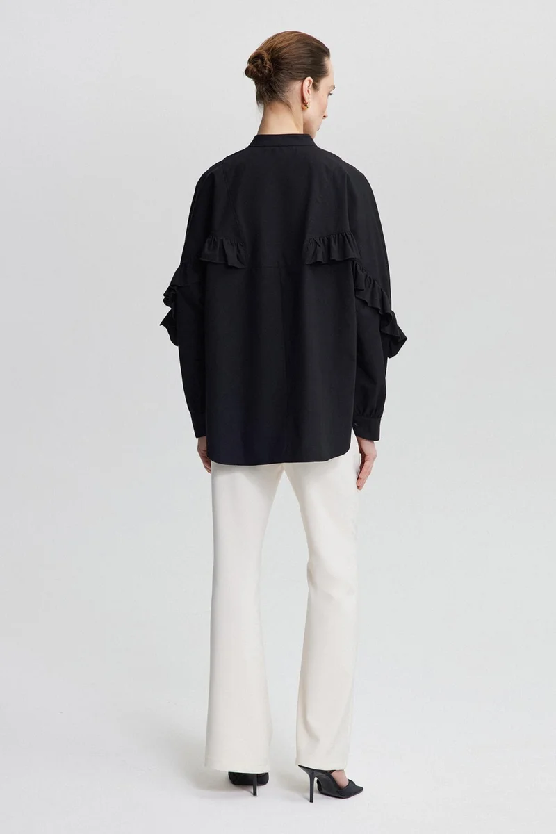 توتشي Poplin Shirt with Ruffle Detail