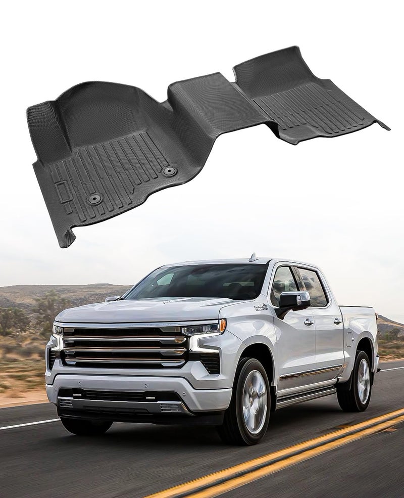CarQiWireless for Chevy Silverado GMC Sierra 15002500HD3500HD 20192025 2026 Crew Cab with 402040 Bench Seat Floor Mats Carpet Liner All Weather TPE Mats for Chevrolet Silverado 2020 2021 2022 2023 2024 - Image 3