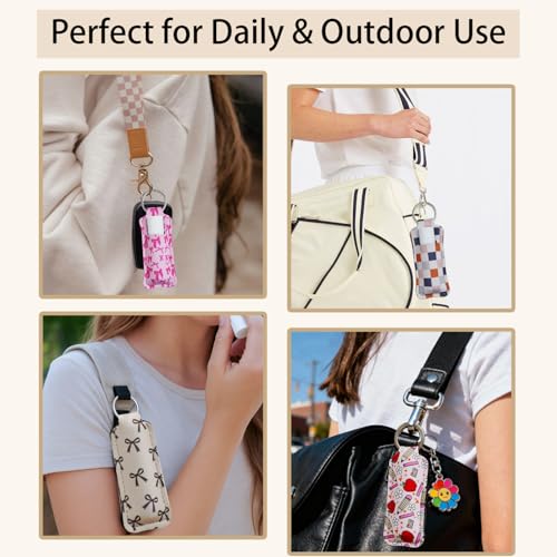 Haevola Cute Chapstick Holder Keychain for Women – Lip Balm & Lip Gloss Holder Keychain Accessories Gift, Purse Charm Clip (Cream Bow) - Image 5