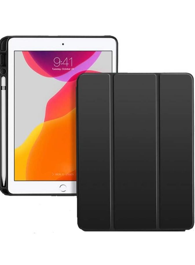 Soft Smart Case with Pencil Holder Foldable Stand Compatible with iPad 10.2 Inch 9th / 8th / 7th Generation 2021/2020 / 2019, iPad Air 3rd Generation, iPad Pro 10.5 Inch (Black) - Image 1