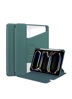 For iPad Pro 11/13 2024 Swivel Acrylic Bluetooth Keyboard Case with Pen Slot Holder Leather Case Compatible with iPad Air 11/13