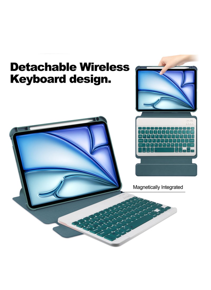 General - For iPad Pro 11/13 2024 Swivel Acrylic Bluetooth Keyboard Case with Pen Slot Holder Leather Case Compatible with iPad Air 11/13 - Image 1