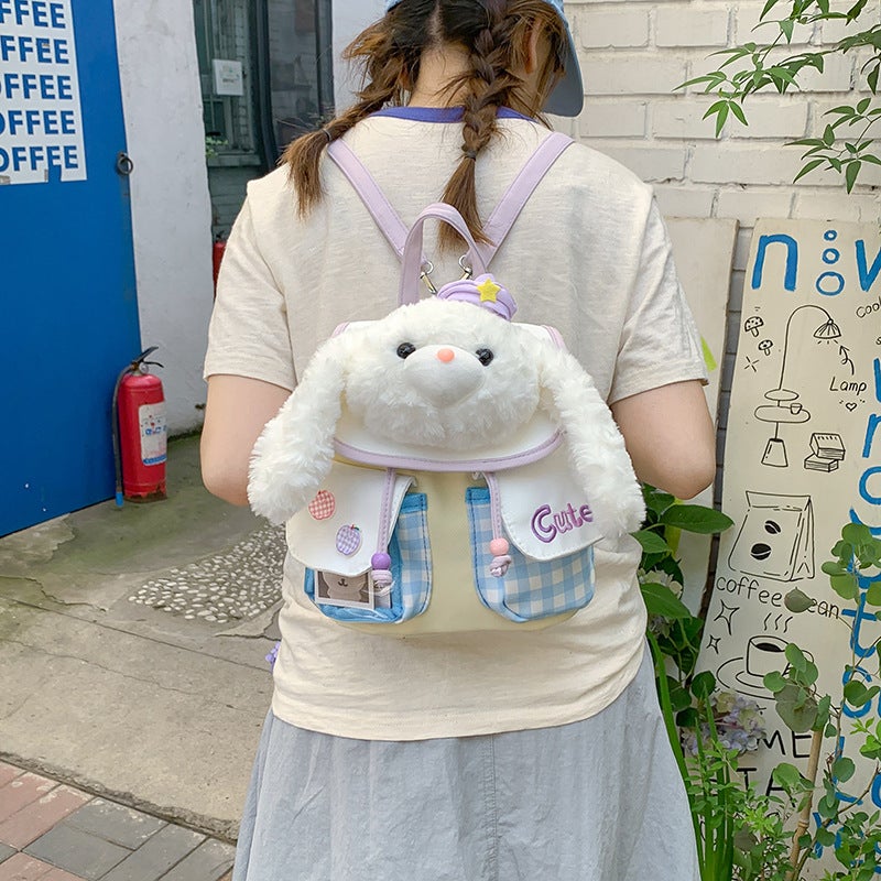 Girls Cute Plush Rabbit Mini Backpack - Image 4