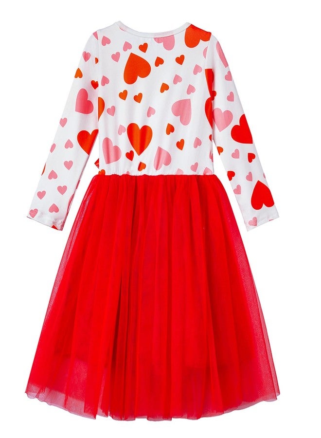 Niyage Girls Valentines Dress Toddler Baby Birthday Holiday Outfits Long Sleeve Tulle Tutu Princess Party Dresses Love Hearts Red 120 - Image 3
