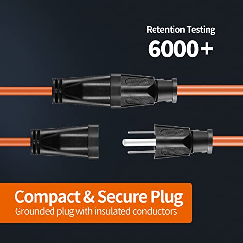 KTMC 50ft 16AWG Outdoor Extension Cord, Indoor/Outdoor 50-Foot SJTW 16/3 Gauge Extension Cable with Durable Weatherproof PVC Vinyl Jacket, 3-Prong Grounded Plug, ETL Certified 13A 1625W, Orange - Image 3