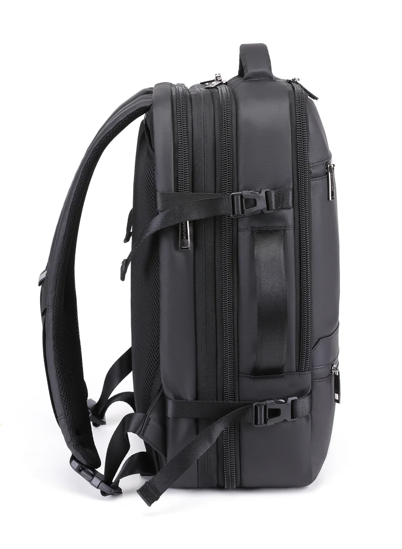 ARCTIC HUNTER Expandable Travel Backpack Water Resistant 180° Opening Built In USB Headphone Port Computer Bag for Men Women B00350 Black