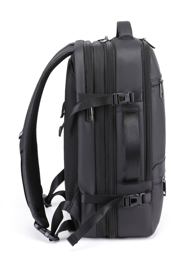 ARCTIC HUNTER Expandable Travel Backpack Water Resistant 180° Opening Built In USB Headphone Port Computer Bag for Men Women B00350 Black - Image 4