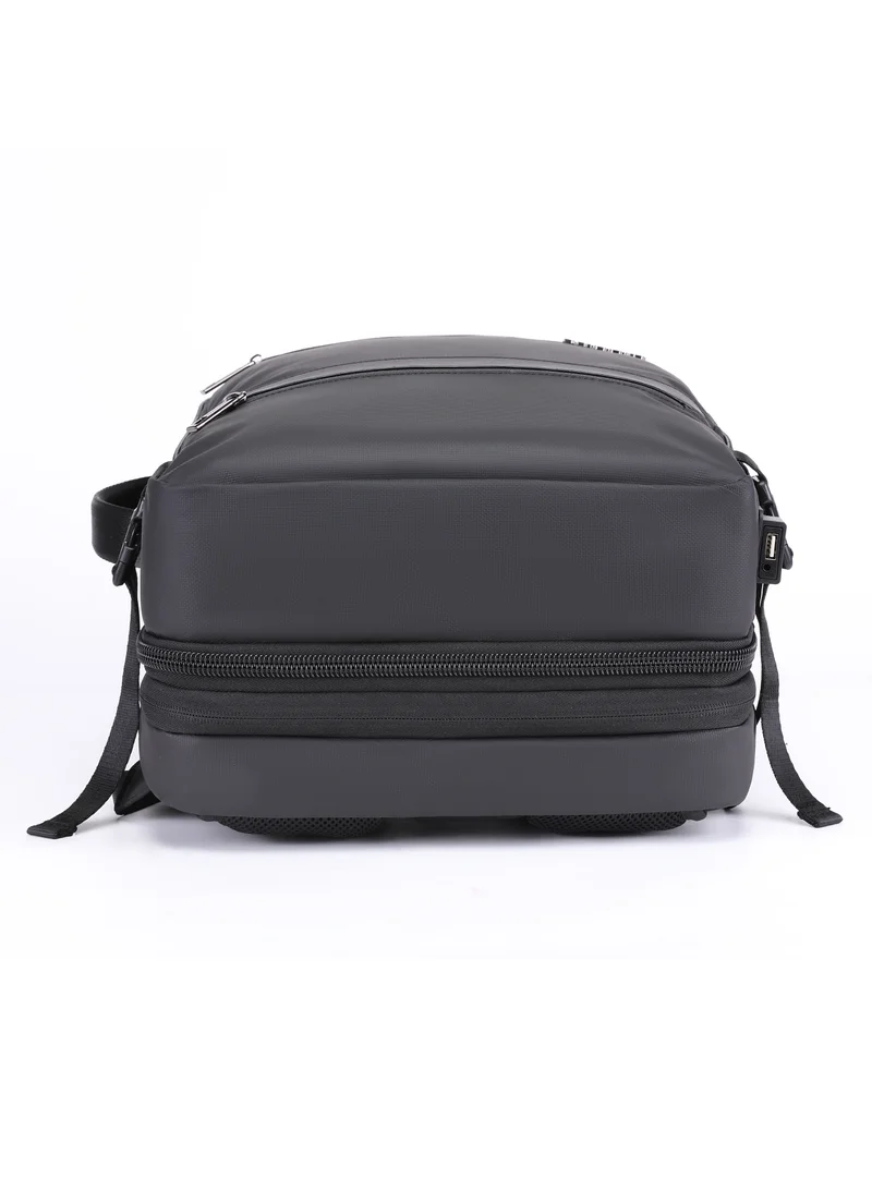 ARCTIC HUNTER Expandable Travel Backpack Water Resistant 180° Opening Built In USB Headphone Port Computer Bag for Men Women B00350 Black