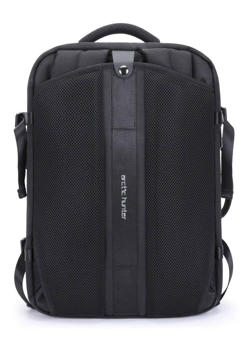 ARCTIC HUNTER Expandable Travel Backpack Water Resistant 180° Opening Built In USB Headphone Port Computer Bag for Men Women B00350 Black