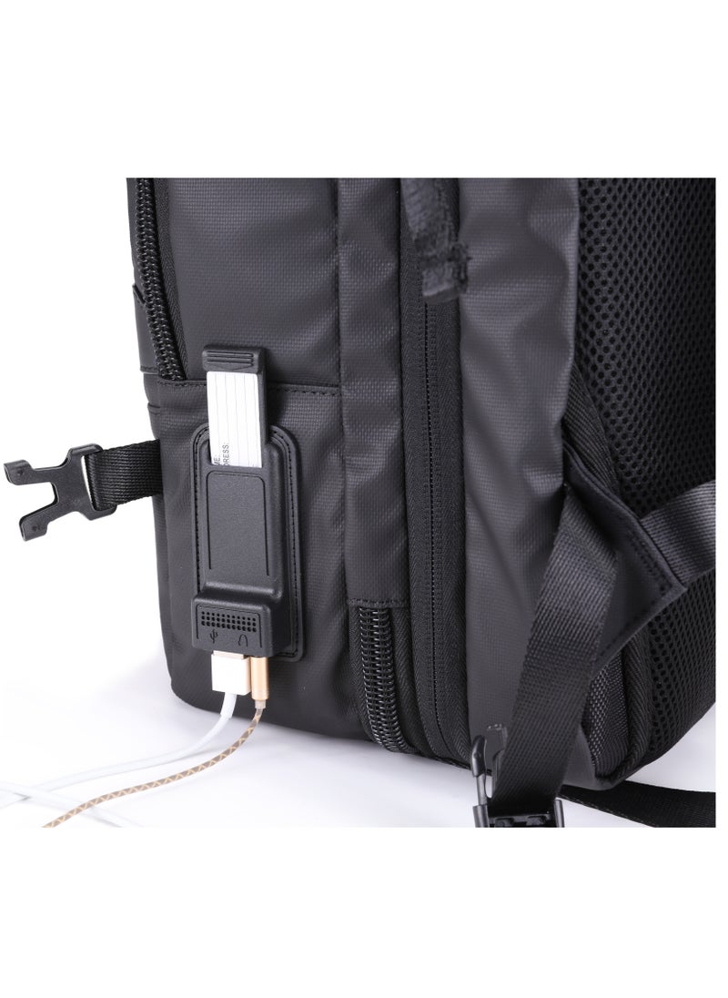 Expandable Travel Backpack Water Resistant 180° Opening Built In USB Headphone Port Computer Bag for Men Women B00350 Black - pzsku/ZFABDE91DB9ECCE6382C0Z/45/_/1709369823/d986c8c4-5430-4fd6-8a0d-f060a62778ab