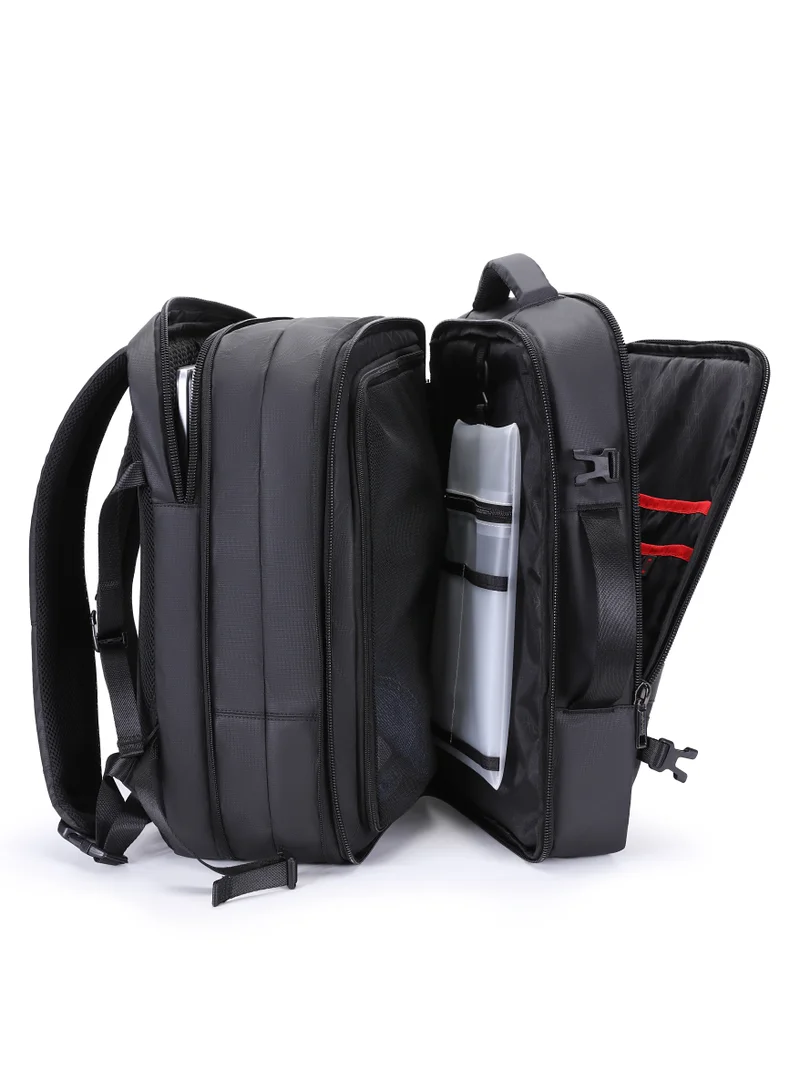 ARCTIC HUNTER Expandable Travel Backpack Water Resistant 180° Opening Built In USB Headphone Port Computer Bag for Men Women B00350 Black