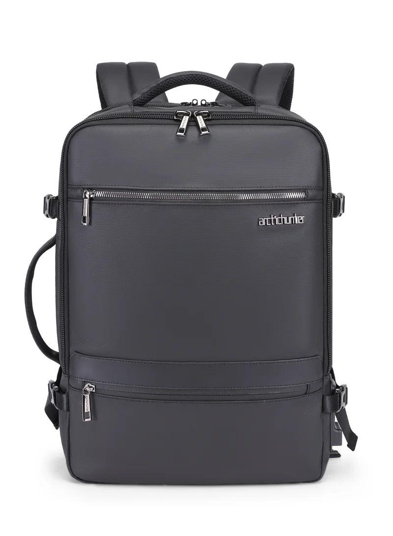 ARCTIC HUNTER Expandable Travel Backpack Water Resistant 180° Opening Built In USB Headphone Port Computer Bag for Men Women B00350 Black