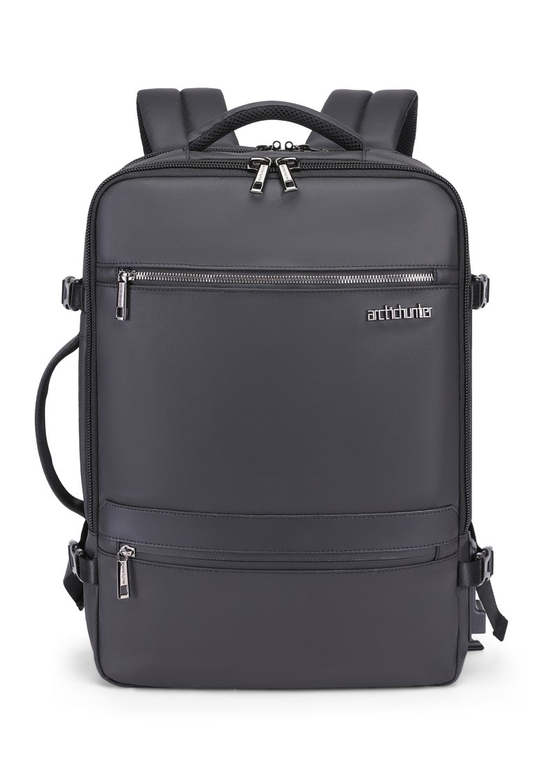 ARCTIC HUNTER Expandable Travel Backpack Water Resistant 180° Opening Built In USB Headphone Port Computer Bag for Men Women B00350 Black - Image 3