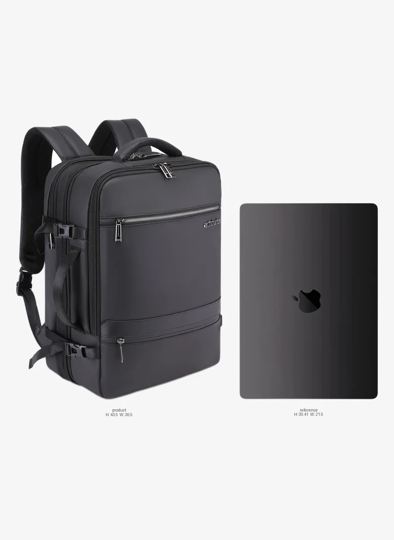 Arctic Hunter Expandable Travel Backpack Water Resistant 180° Opening Built In USB Headphone Port Computer Bag for Men Women B00350 Black