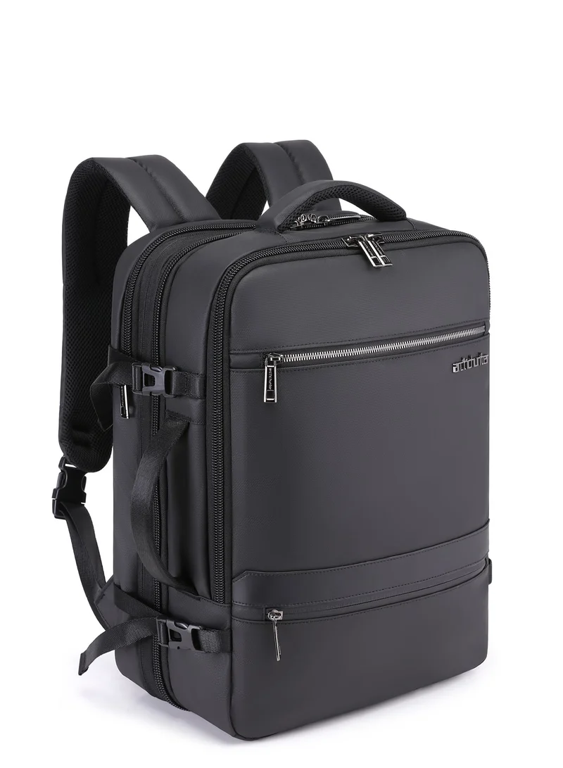 Arctic Hunter Expandable Travel Backpack Water Resistant 180° Opening Built In USB Headphone Port Computer Bag for Men Women B00350 Black