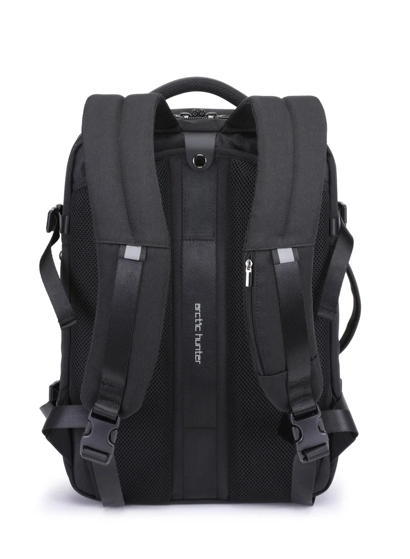 Arctic Hunter  Expandable Travel Backpack Water Resistant 180° Opening Built In USB Headphone Port Computer Bag for Men Women, B00350, Black  | Best Price UAE