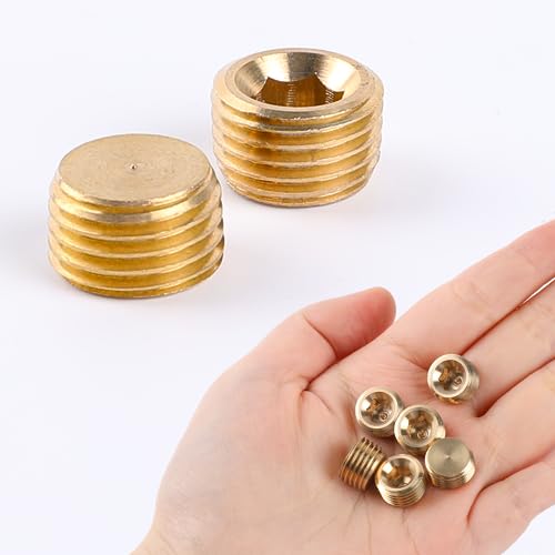 Sliverdew 10 PCS 1/4" NPT Male Pipe Plug Fitting Set Brass Hex Counter Sunk Plugs for Closing the End of Pipe, Internal Hex Socket Thread Plug Kit - Image 4