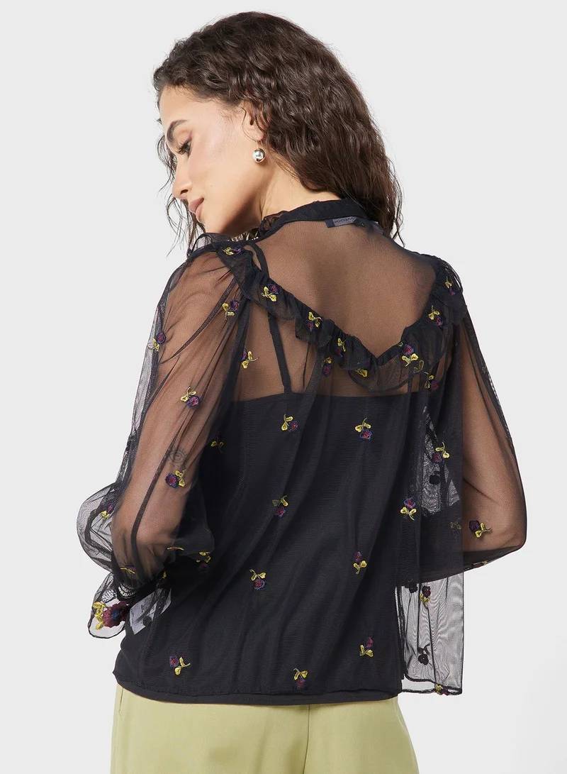 French Connection Embroidered Shirt