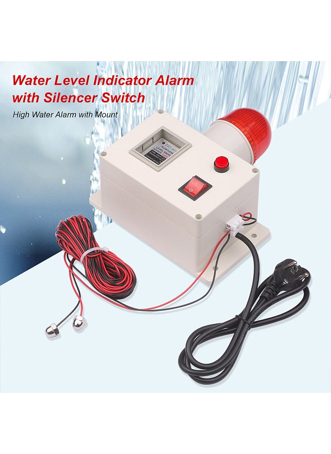 Water Level Indicator Alarm Water Level Alarm Sensor Waterline Indicating Alarm Low or High Water Level Sensor Alarm with Silencer Switch