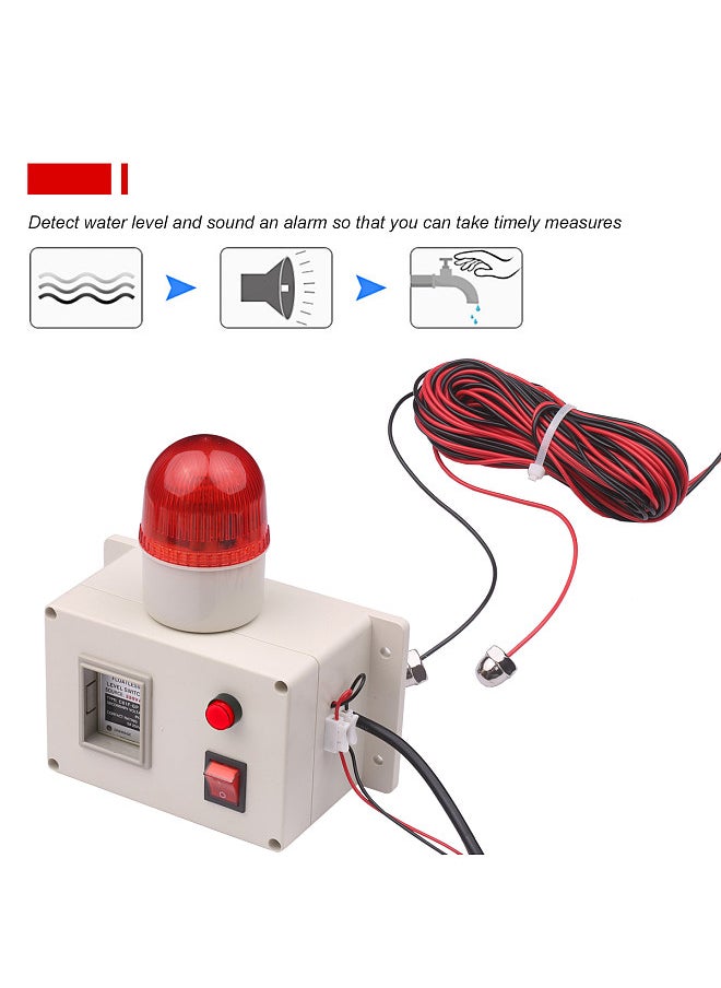 Water Level Indicator Alarm Water Level Alarm Sensor Waterline Indicating Alarm Low or High Water Level Sensor Alarm with Silencer Switch